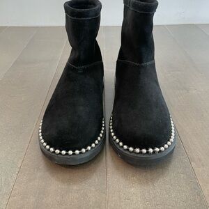 Alexander Wang Black Suede Boots with Silver Studs sz 8